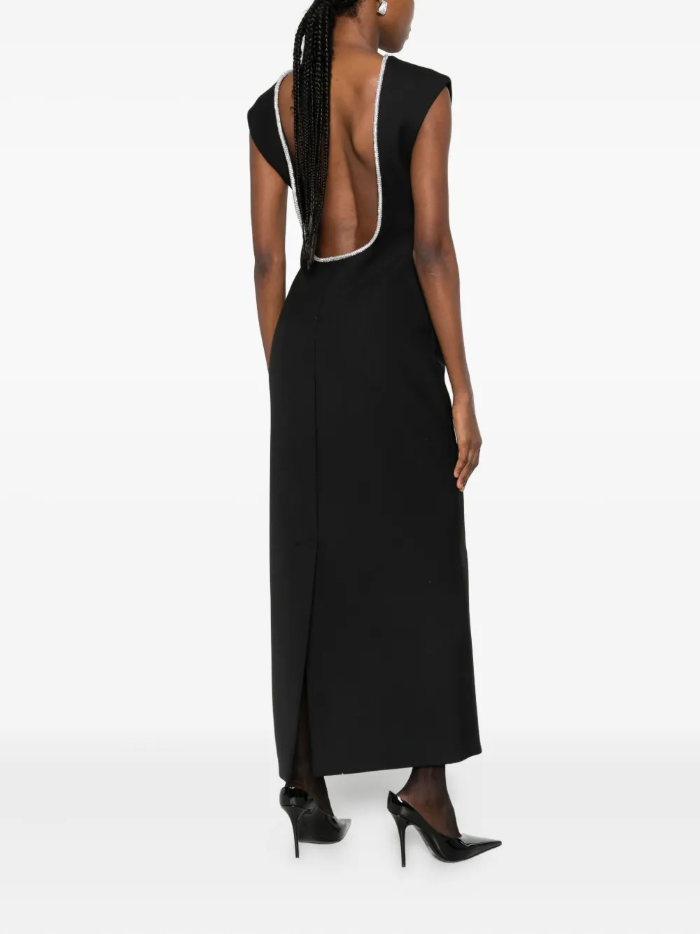 Rohe Collar-embellished Midi Dress In Black
