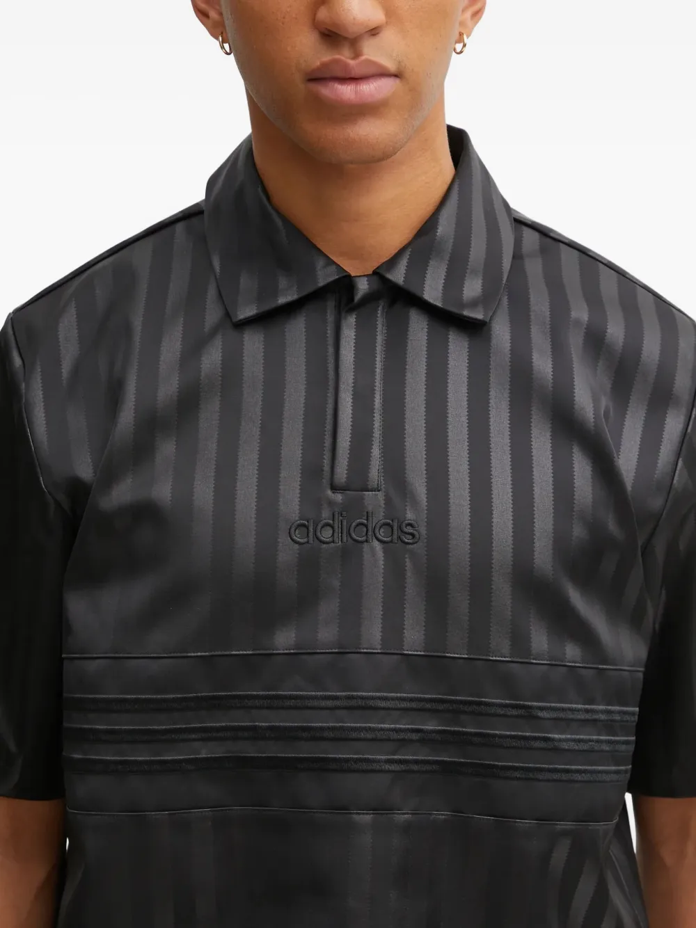 adidas Poloshirt met gestreept logo Zwart