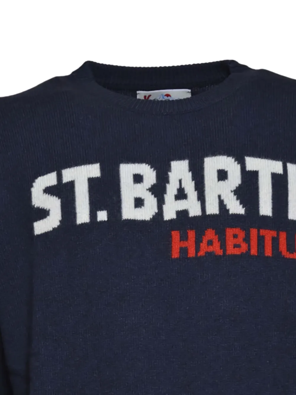 MC2 Saint Barth Trui met ronde hals en logo Blauw