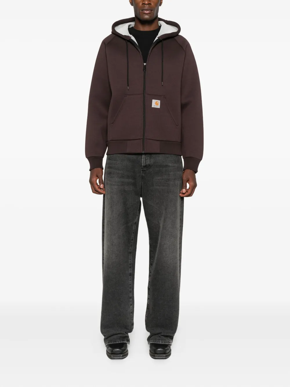 Carhartt Hooded Short Jacket Front Pocket Design In Brown