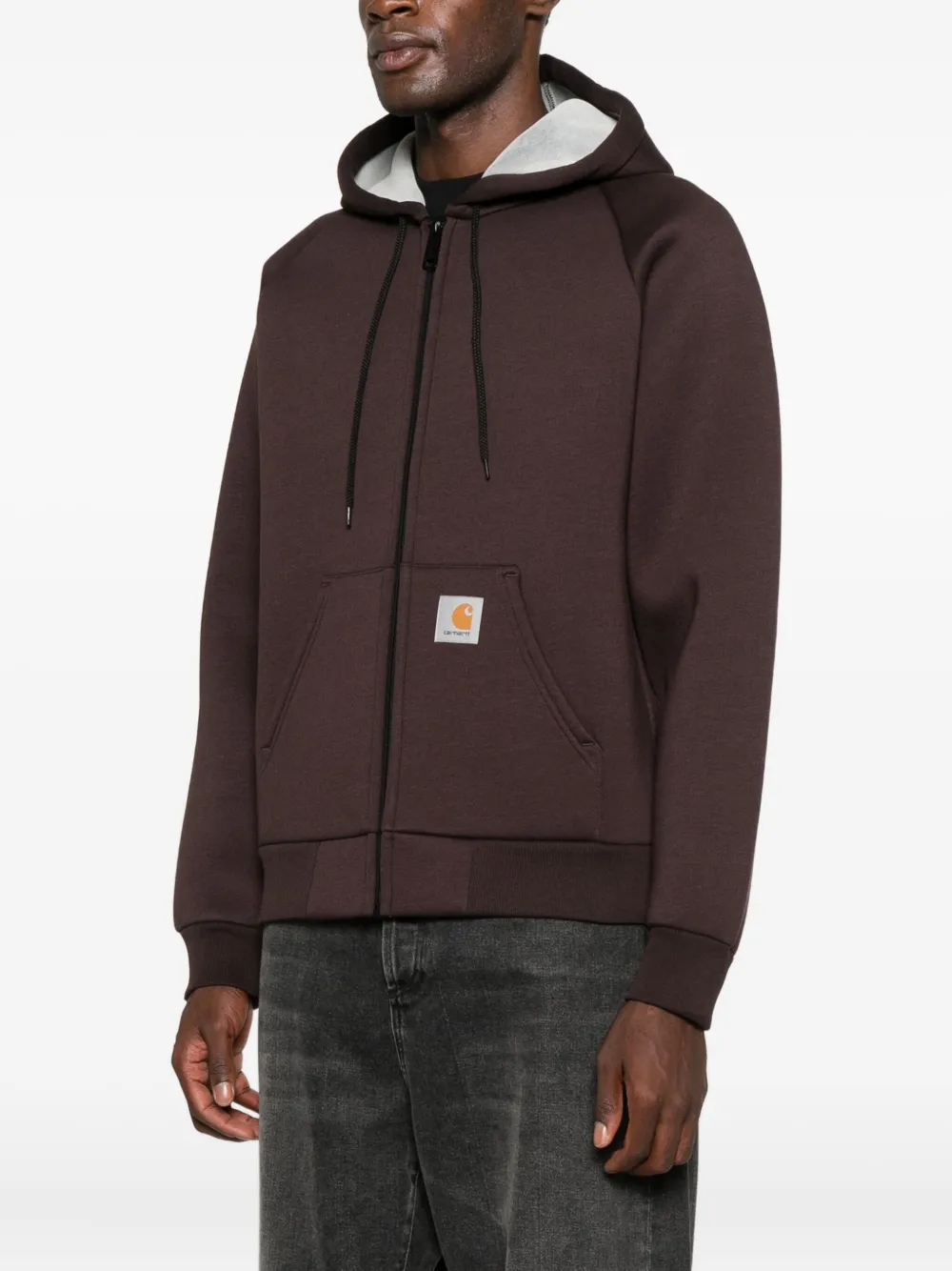 Carhartt Hooded Short Jacket Front Pocket Design In Brown