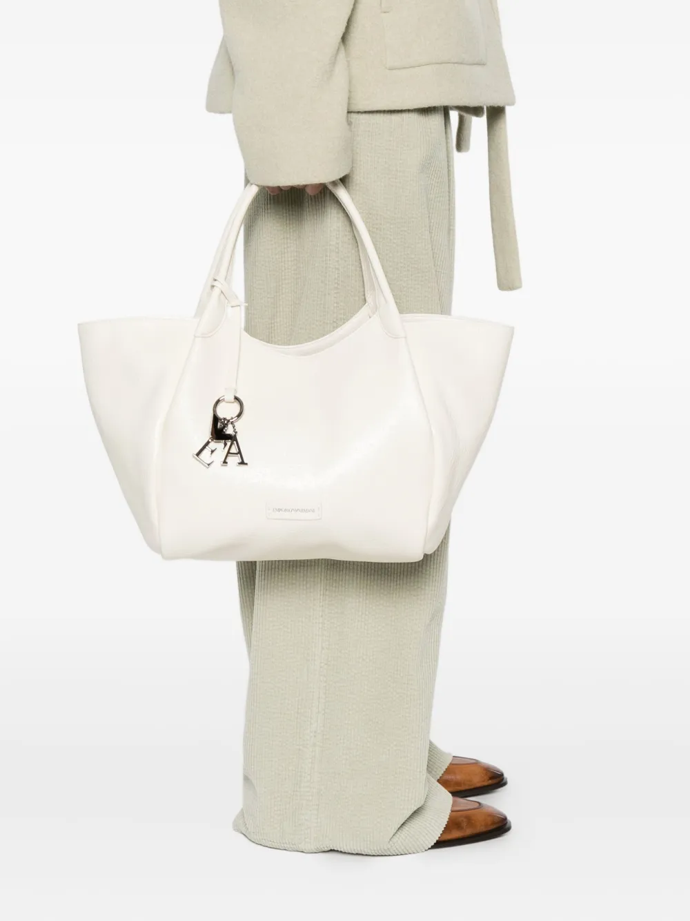 Emporio Armani Logo-charm Tote Bag In White