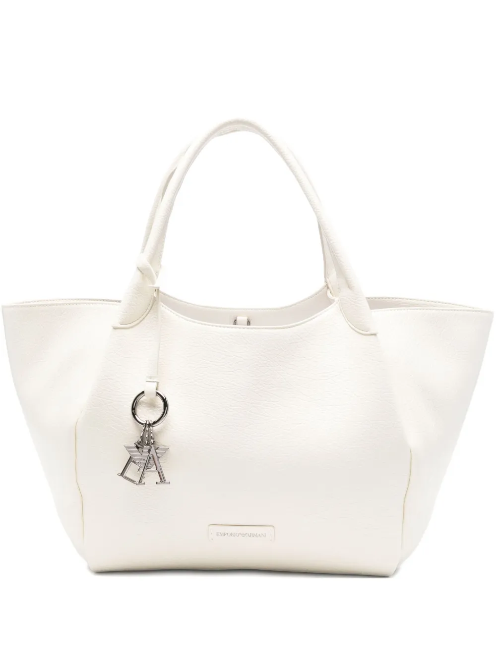 Emporio Armani Logo-charm Tote Bag In White