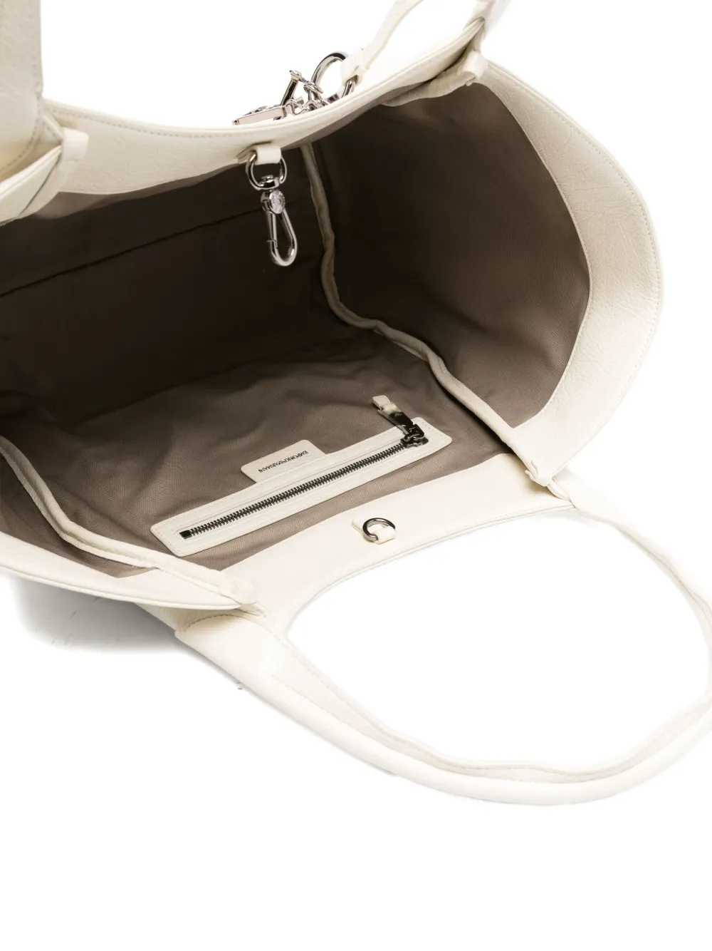 Emporio Armani Logo-charm Tote Bag In White