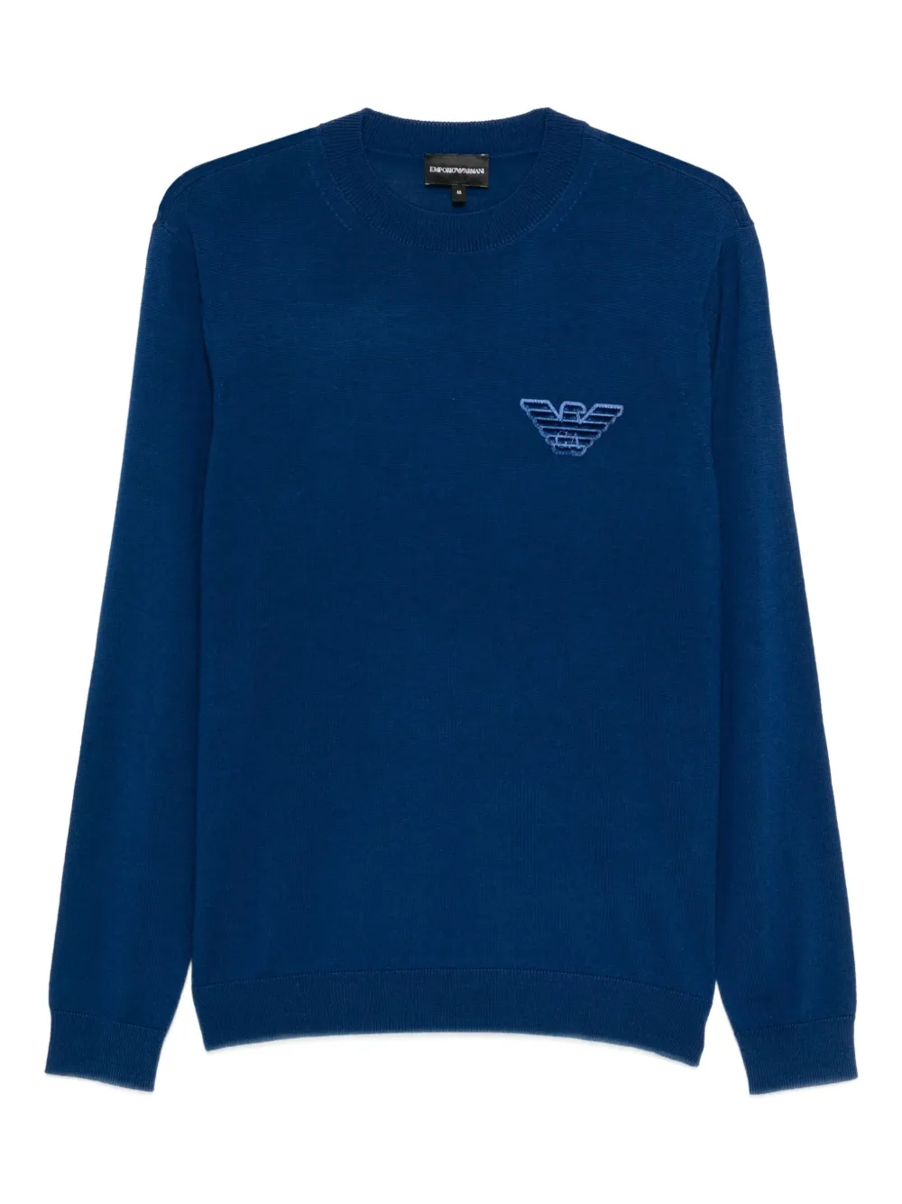 Emporio Armani logo-embroidered crew-neck sweater - Blu