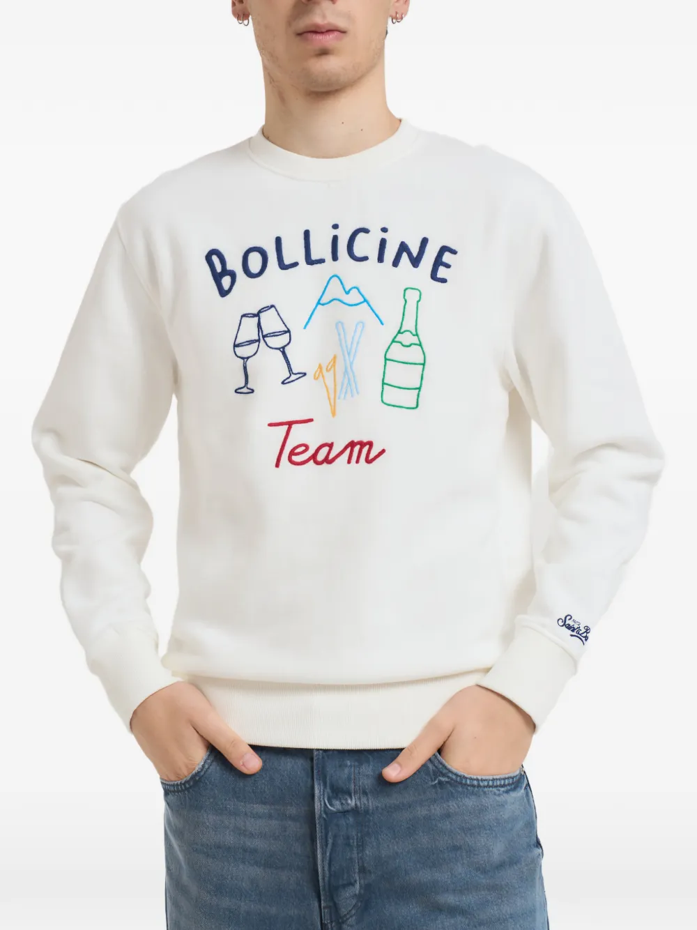 MC2 Saint Barth sudadera con cuello redondo y bordado | blanco | Image 1