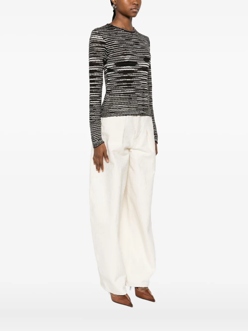 Missoni Wool Blend Crewneck Sweater In Black
