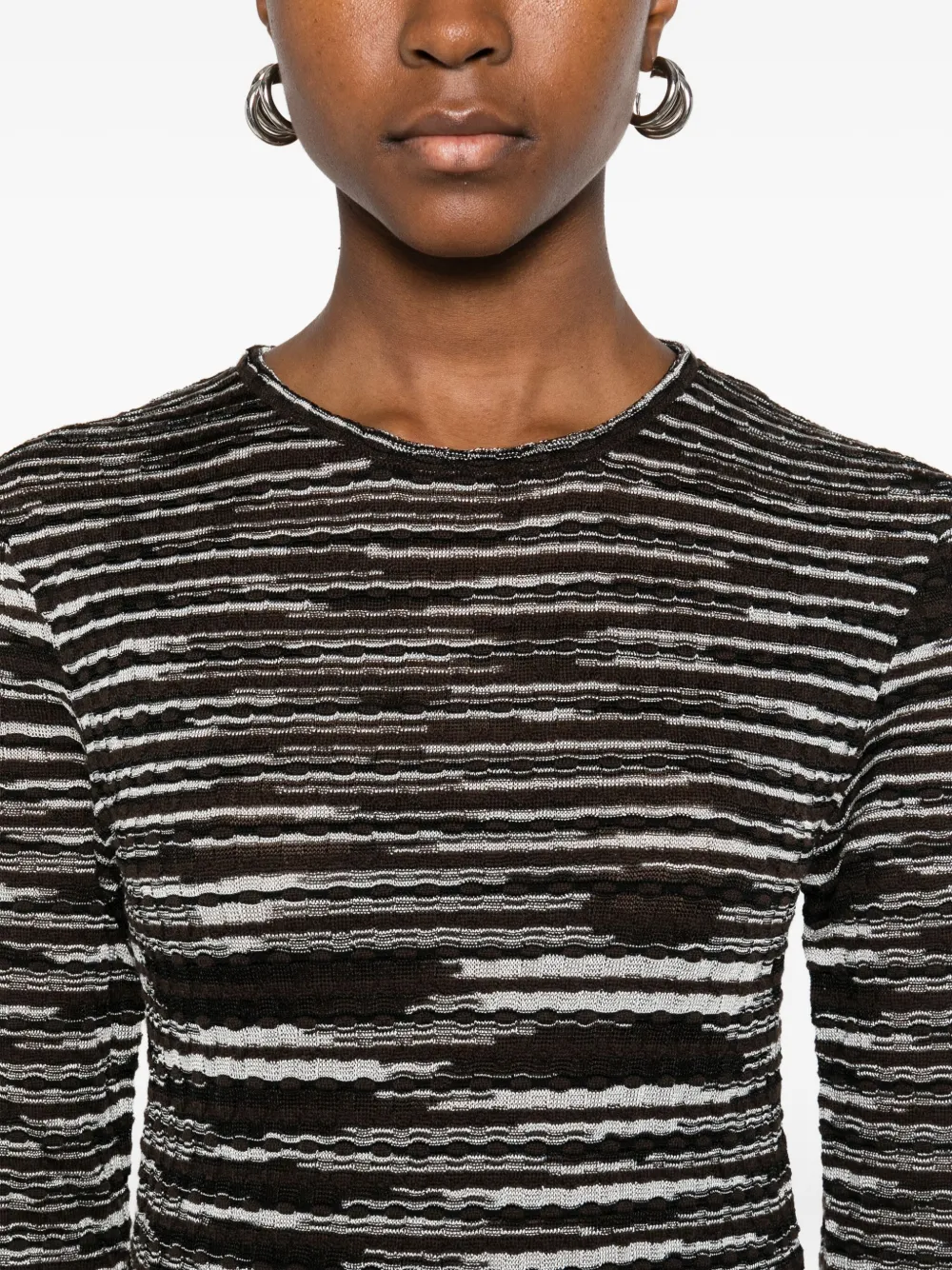 Missoni Wool Blend Crewneck Sweater In Black