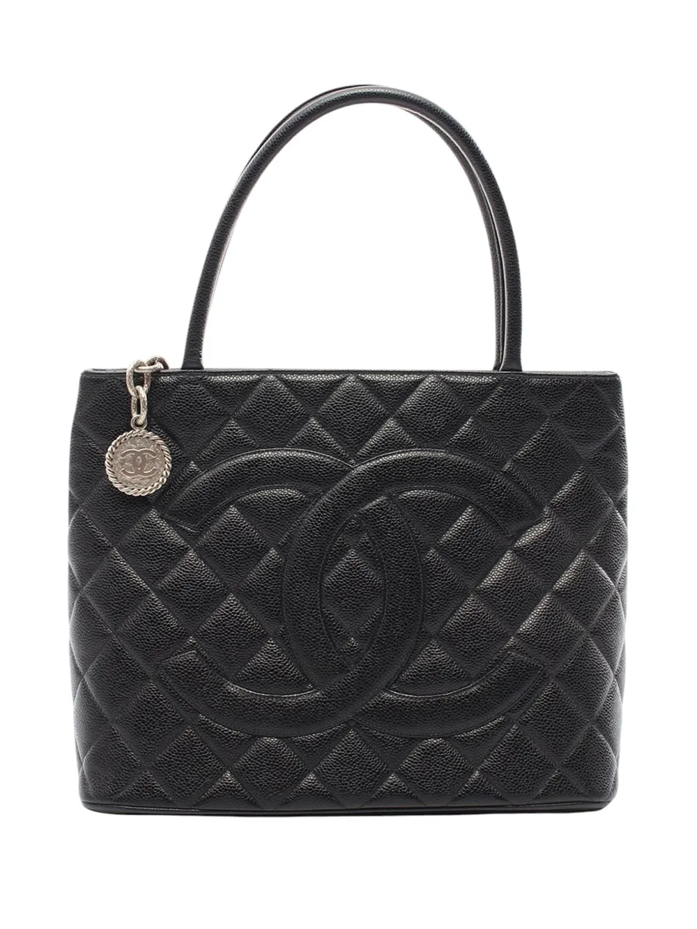 CHANEL Pre-Owned 2000-2002 キャビア メダリオン トートバッグ - ブラック