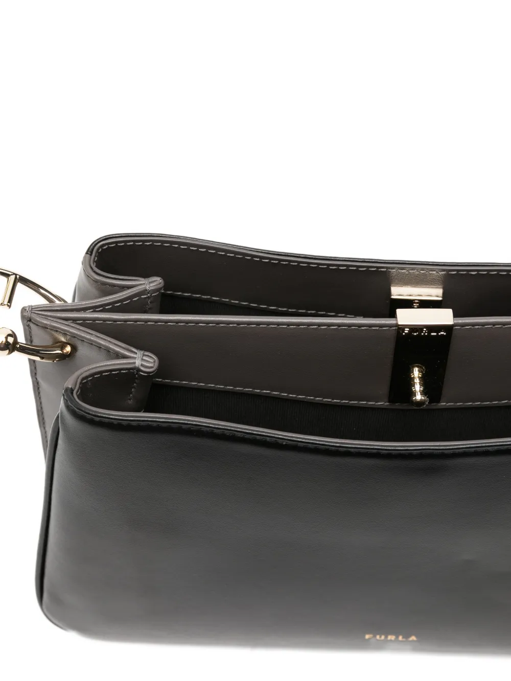 Furla Medium Agata Leather Cross Body Bag In Black