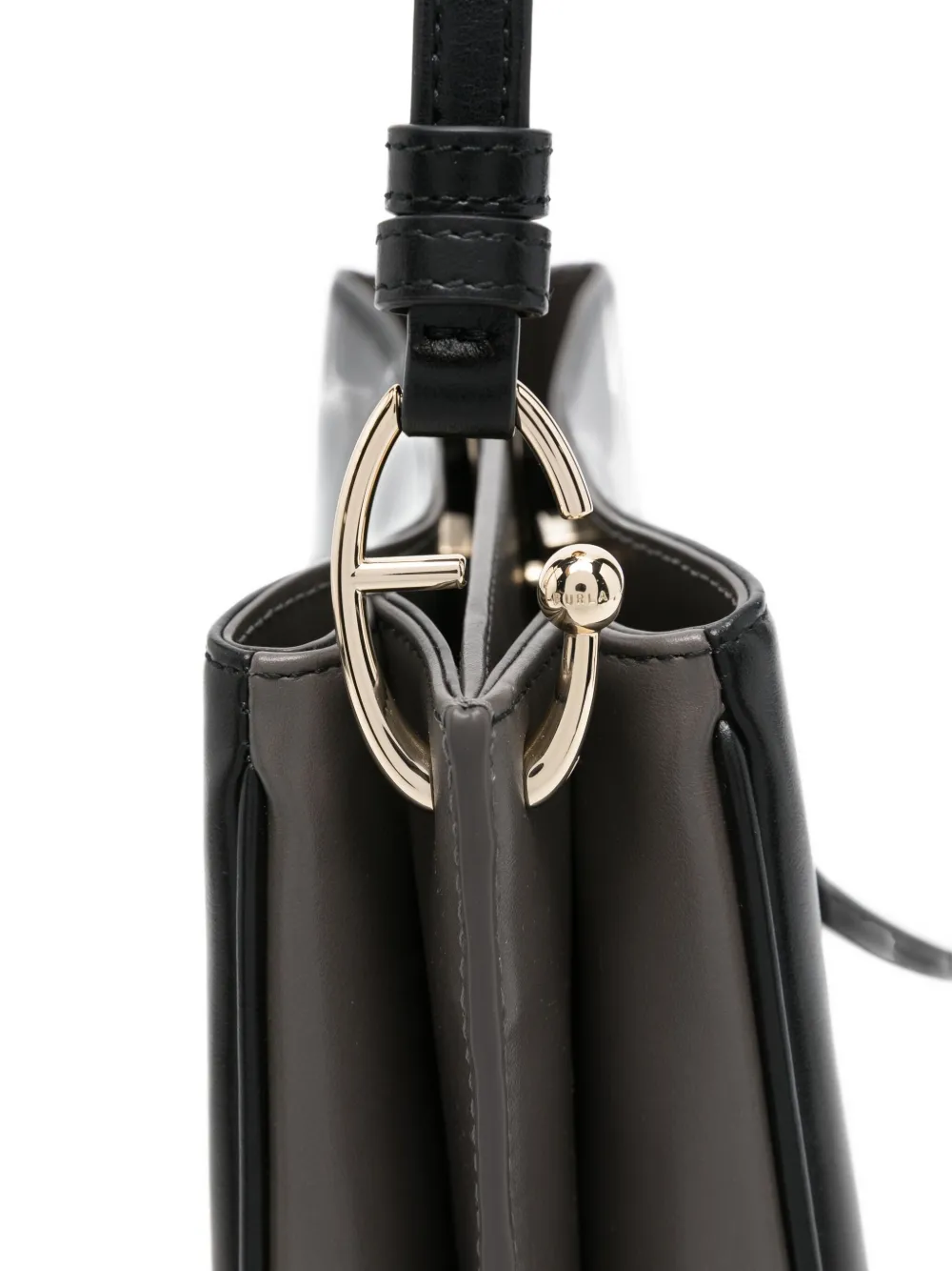 Furla Medium Agata Leather Cross Body Bag In Black