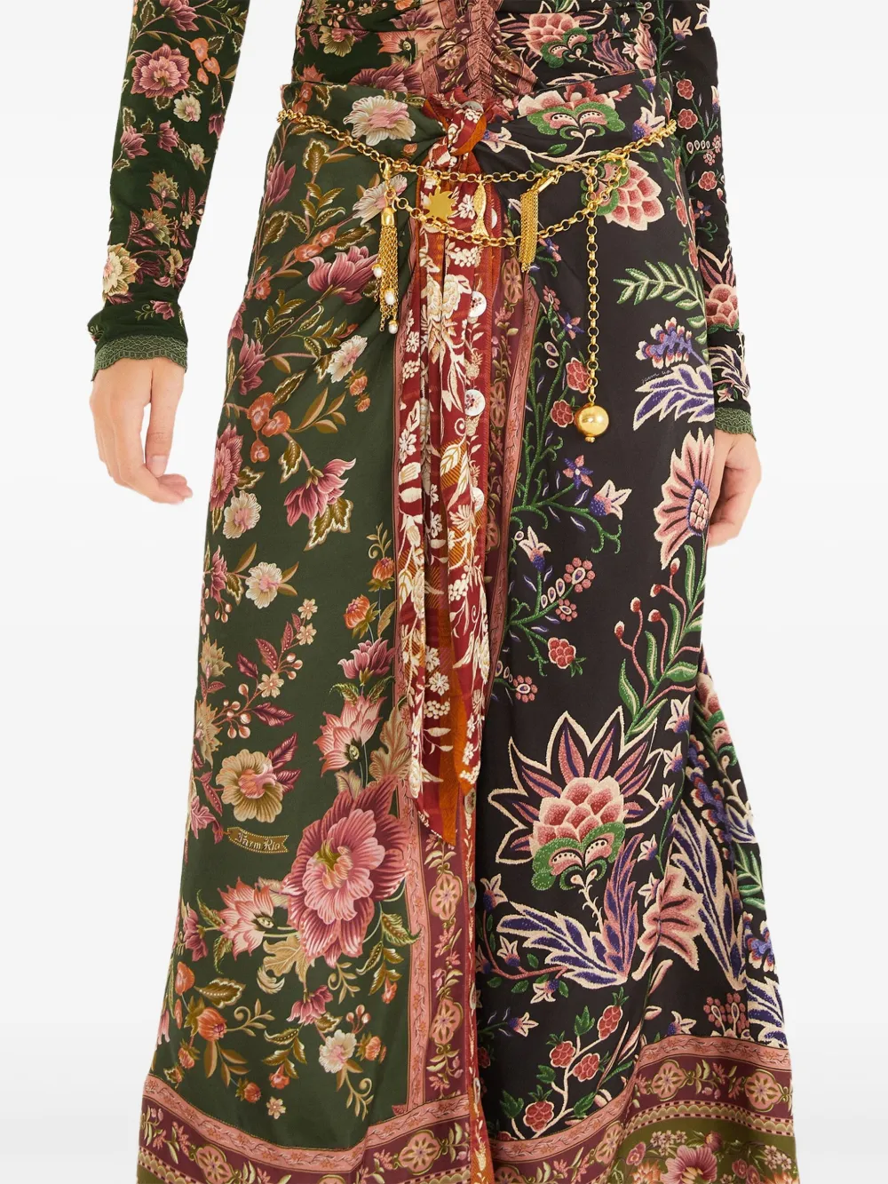 FARM Rio Midi-rok met bloemenprint Groen