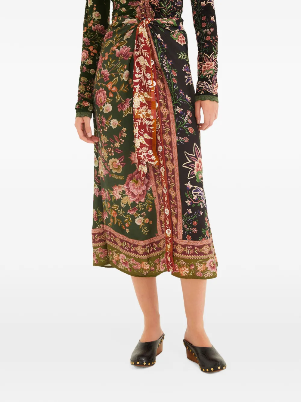FARM Rio Midi-rok met bloemenprint Groen