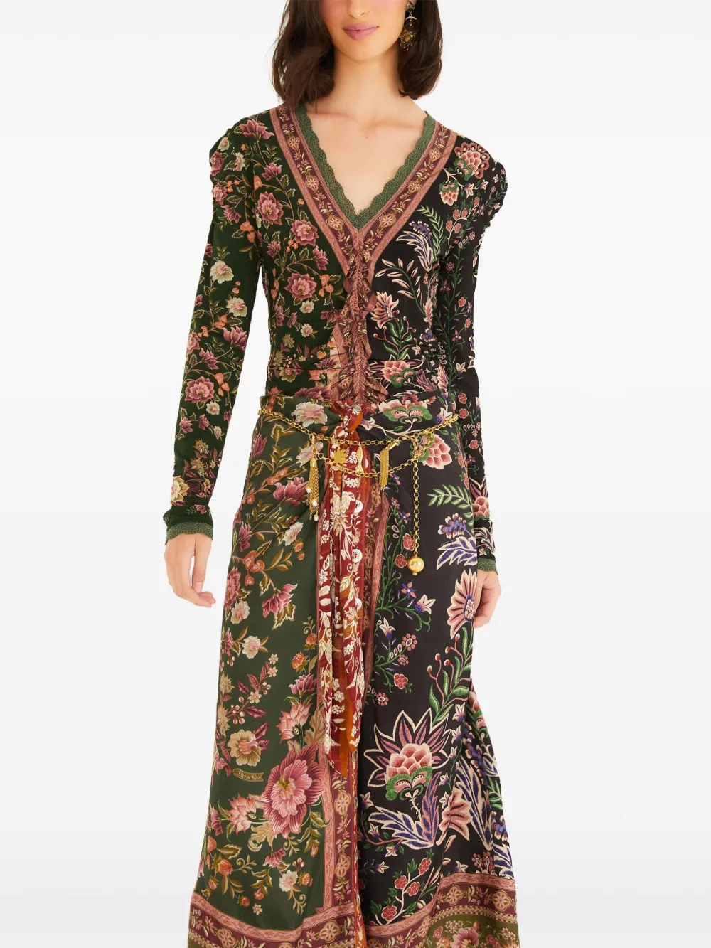 FARM Rio Midi-rok met bloemenprint Groen