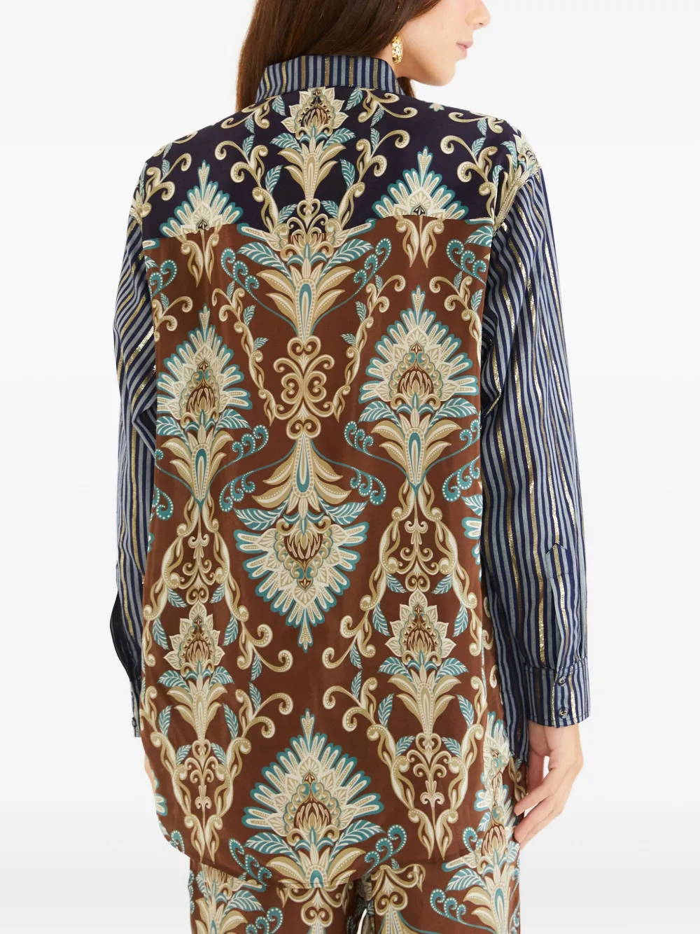 Farm Rio Striped Pocket Shirt In Multi