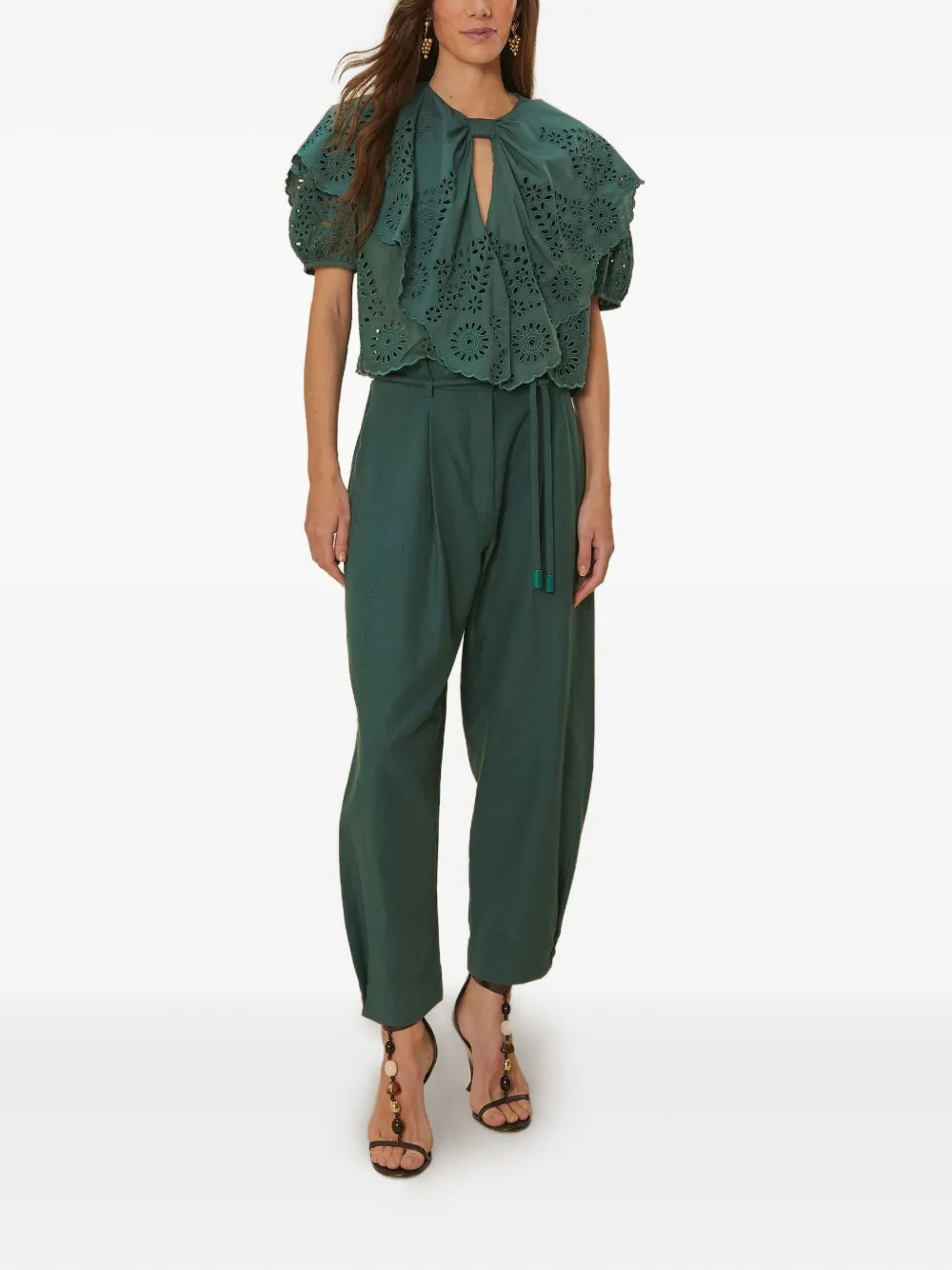 FARM Rio drawstring pleated trousers - Groen