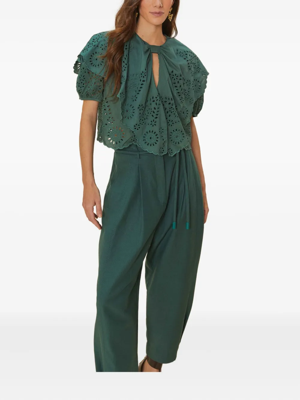 Farm Rio Drawstring Pleated Trousers In Green