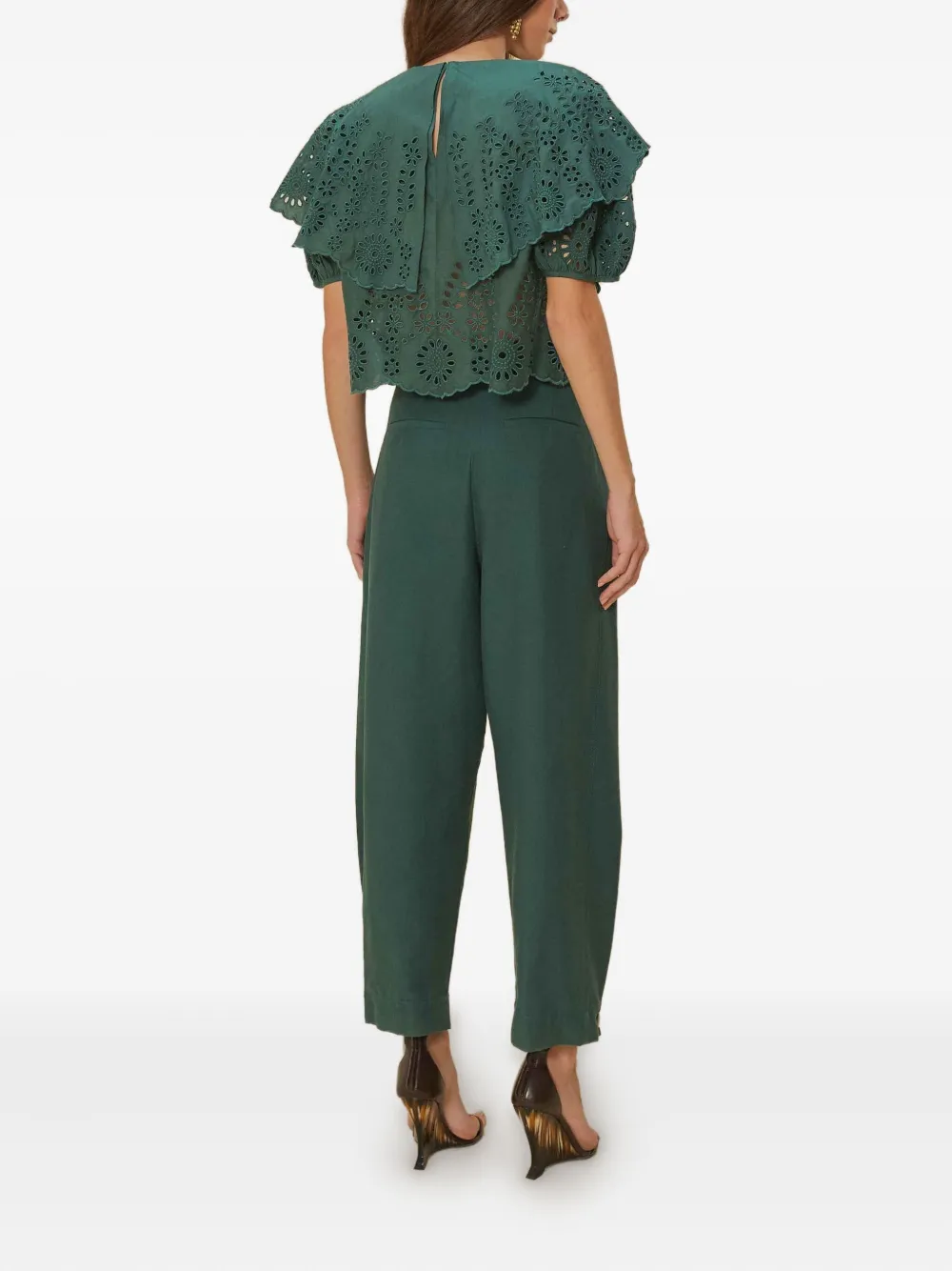 Farm Rio Drawstring Pleated Trousers In Green