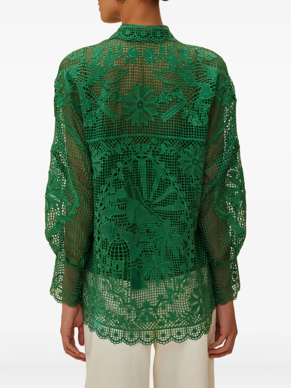 FARM Rio lace buttoned top - Groen