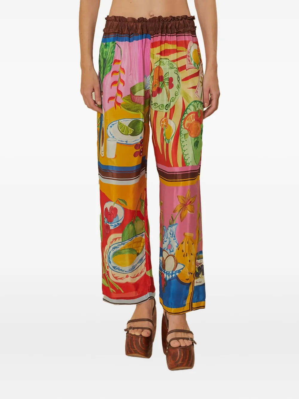 FARM Rio ruffled printed trousers - Rosa