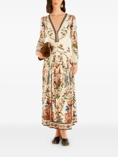 FARM Rio V-neck floral~print midi dress