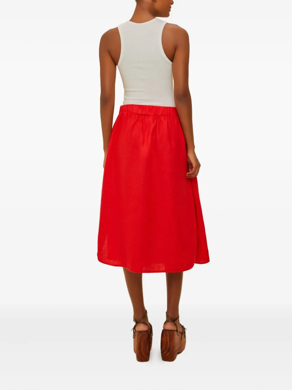 FARM Rio button tiered midi skirt - Rood