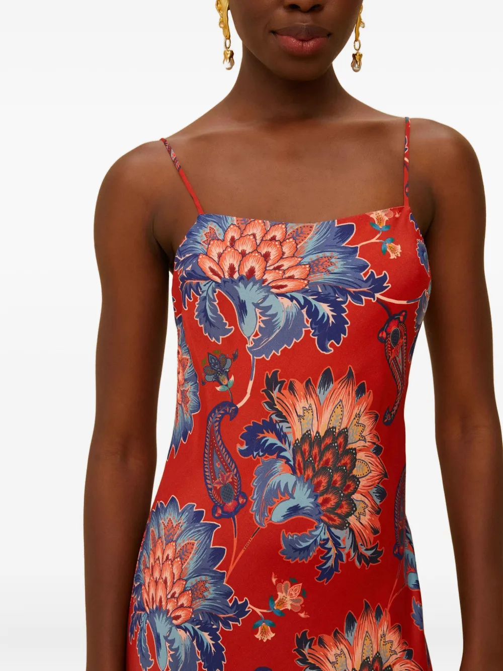 Farm Rio Floral-pattern Maxi Dress In Red