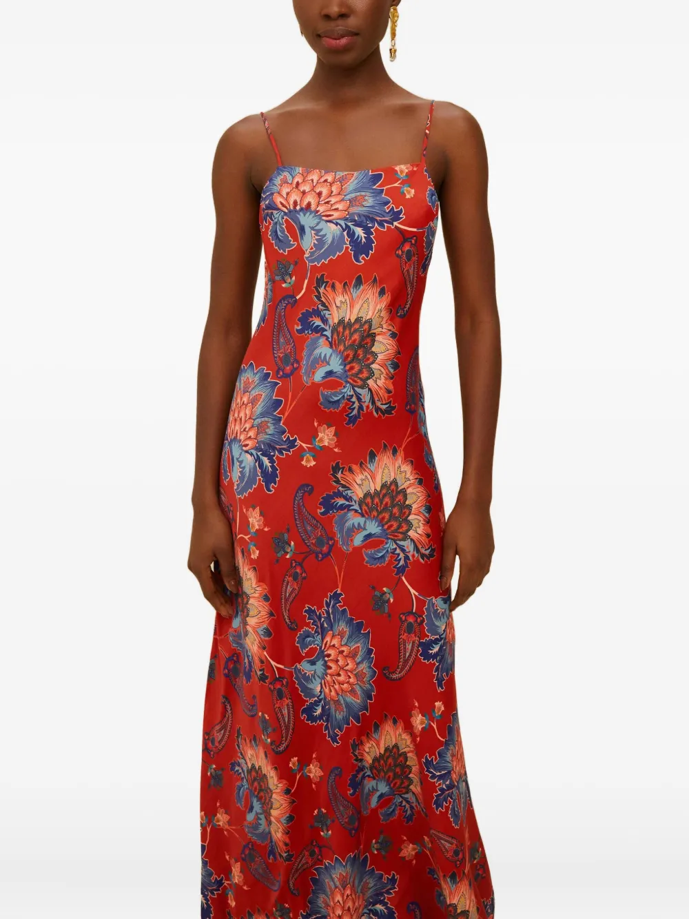 Farm Rio Floral-pattern Maxi Dress In Red