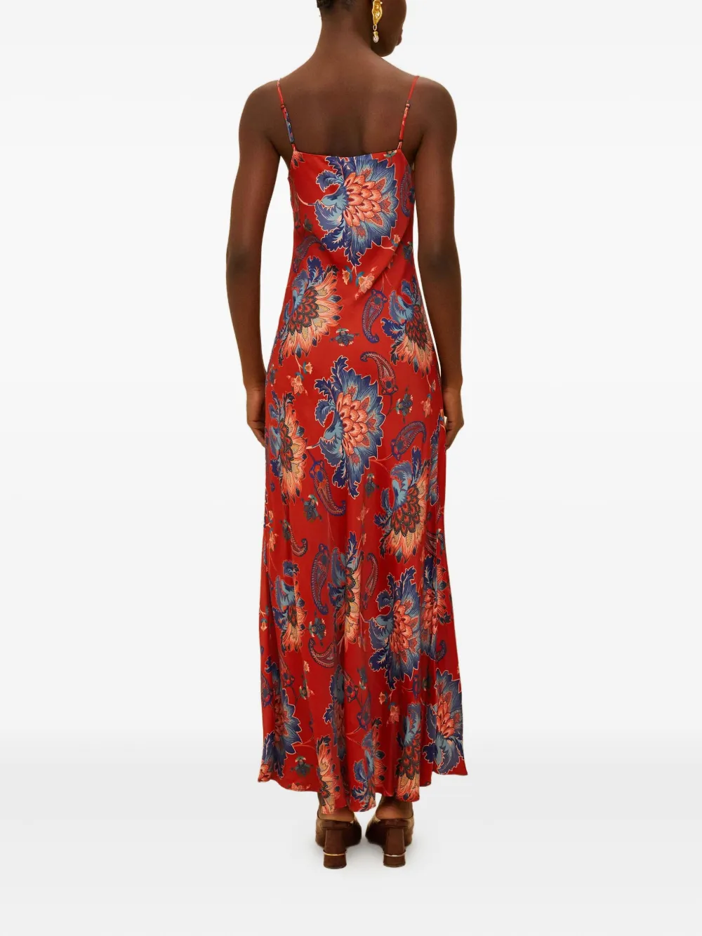 Farm Rio Floral-pattern Maxi Dress In Red