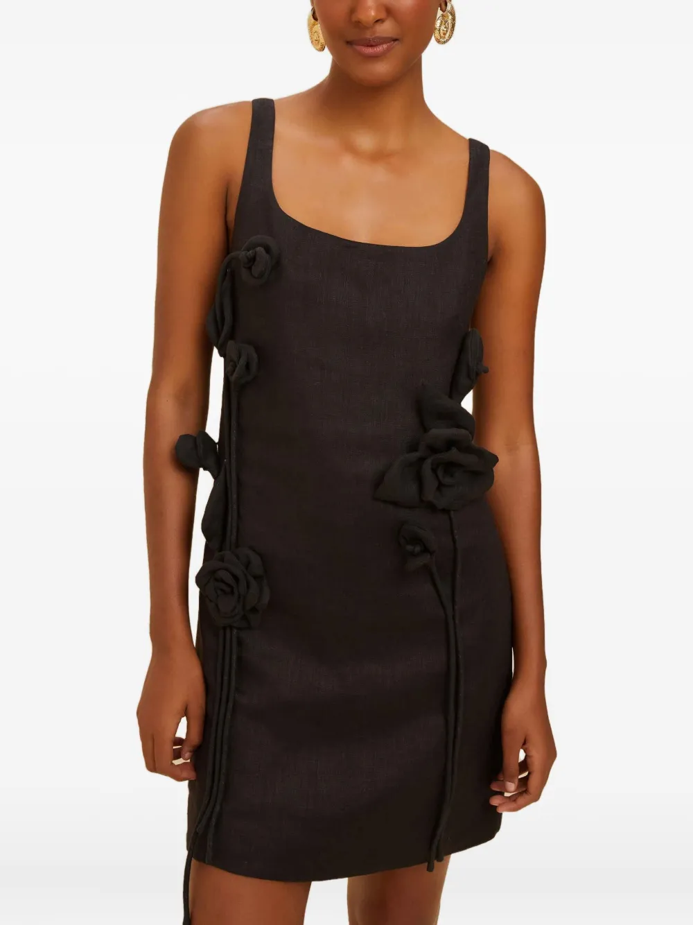 FARM Rio floral-appliqué mini dress - Nero