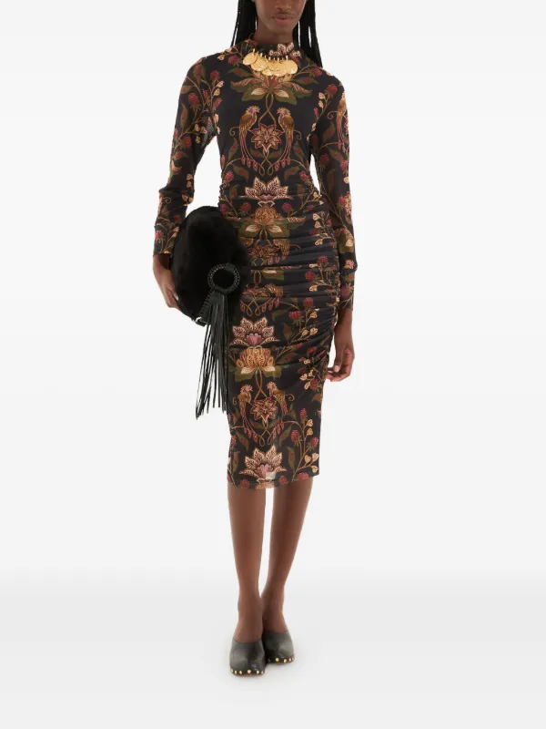 knee length dresses for ladies Athena Satin Floral Print Dress