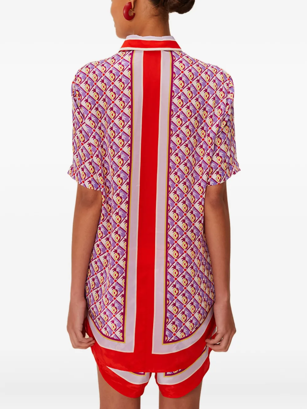 FARM Rio Blouse met knopen en grafische ananasprint Paars