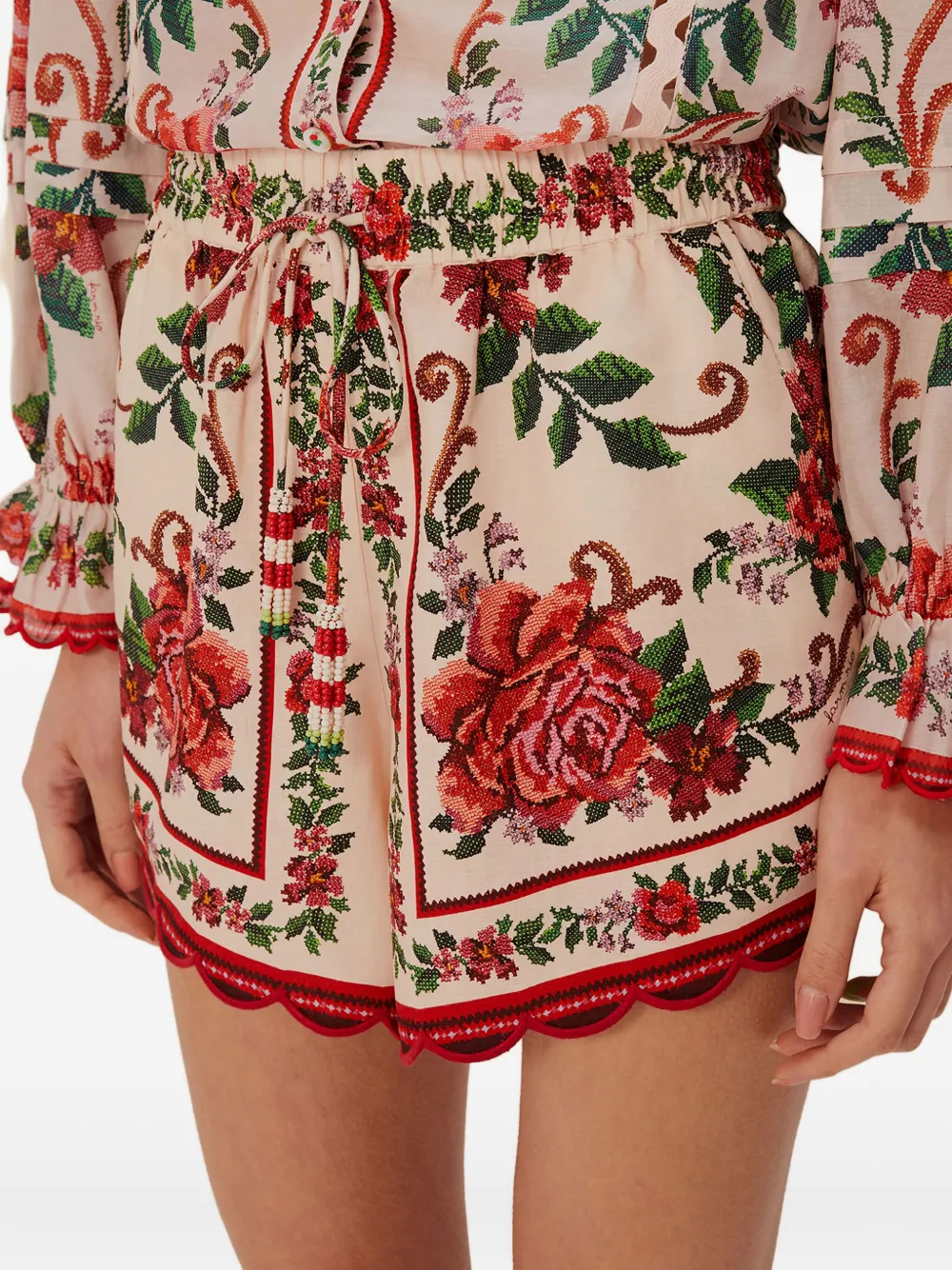 Farm Rio Floral Tapestry Drawstring Shorts In Pink