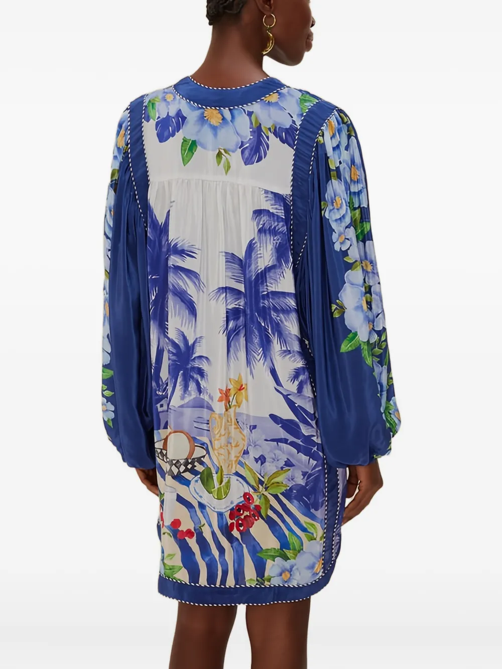 FARM Rio Mini-jurk met V-hals Blauw