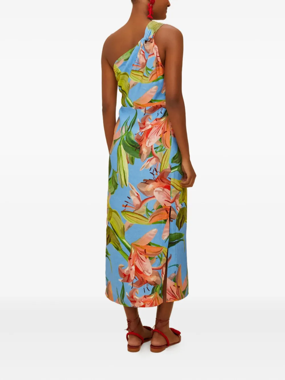 FARM Rio Midi-jurk met bloemenprint Blauw
