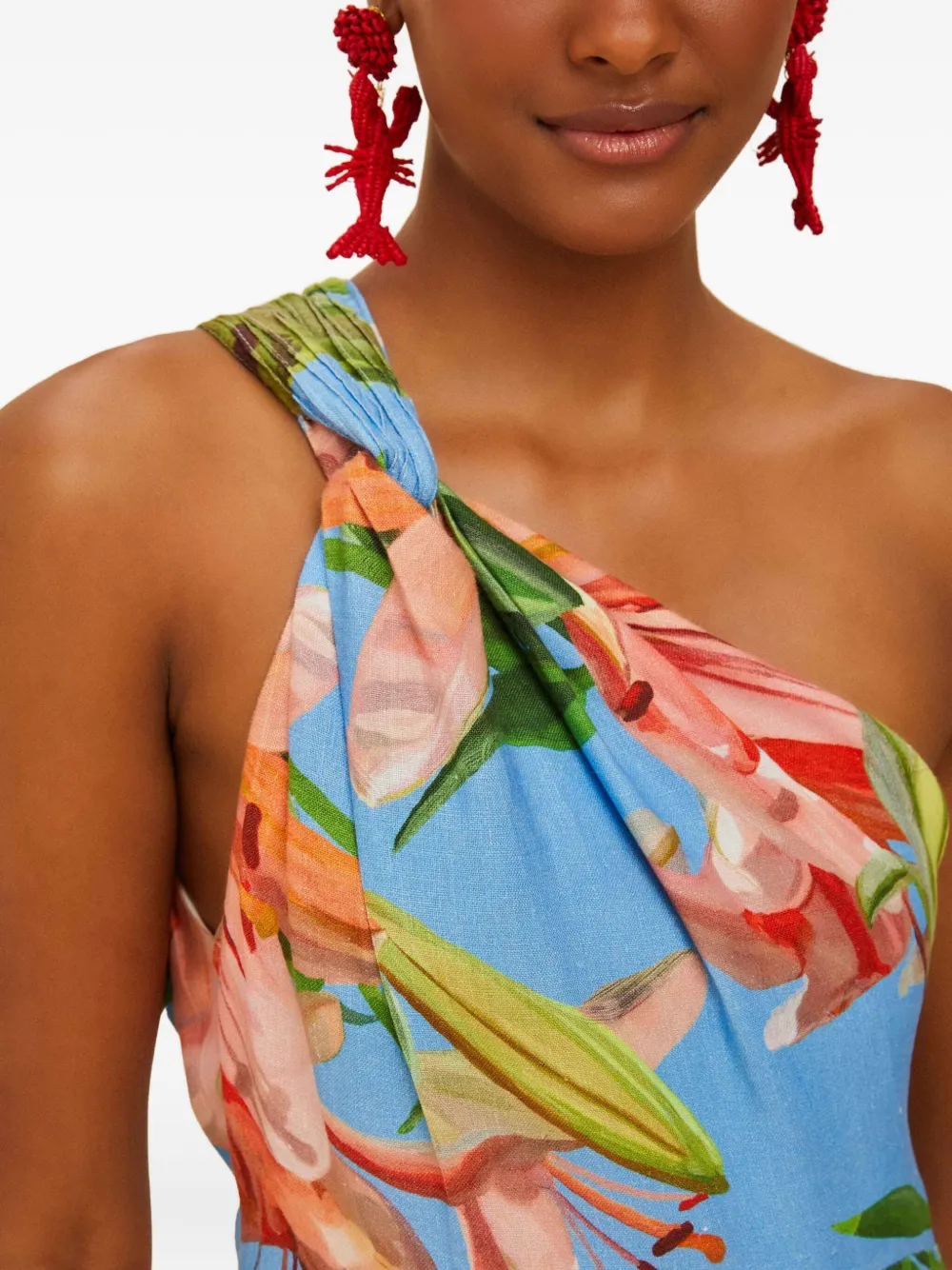 FARM Rio Midi-jurk met bloemenprint Blauw