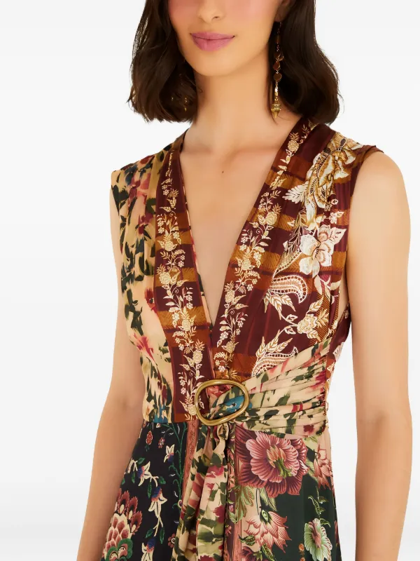 slim fit dress slacks Multicolor Artsy Flora Euroflax™ Premium Linen Midi Dress main image 1