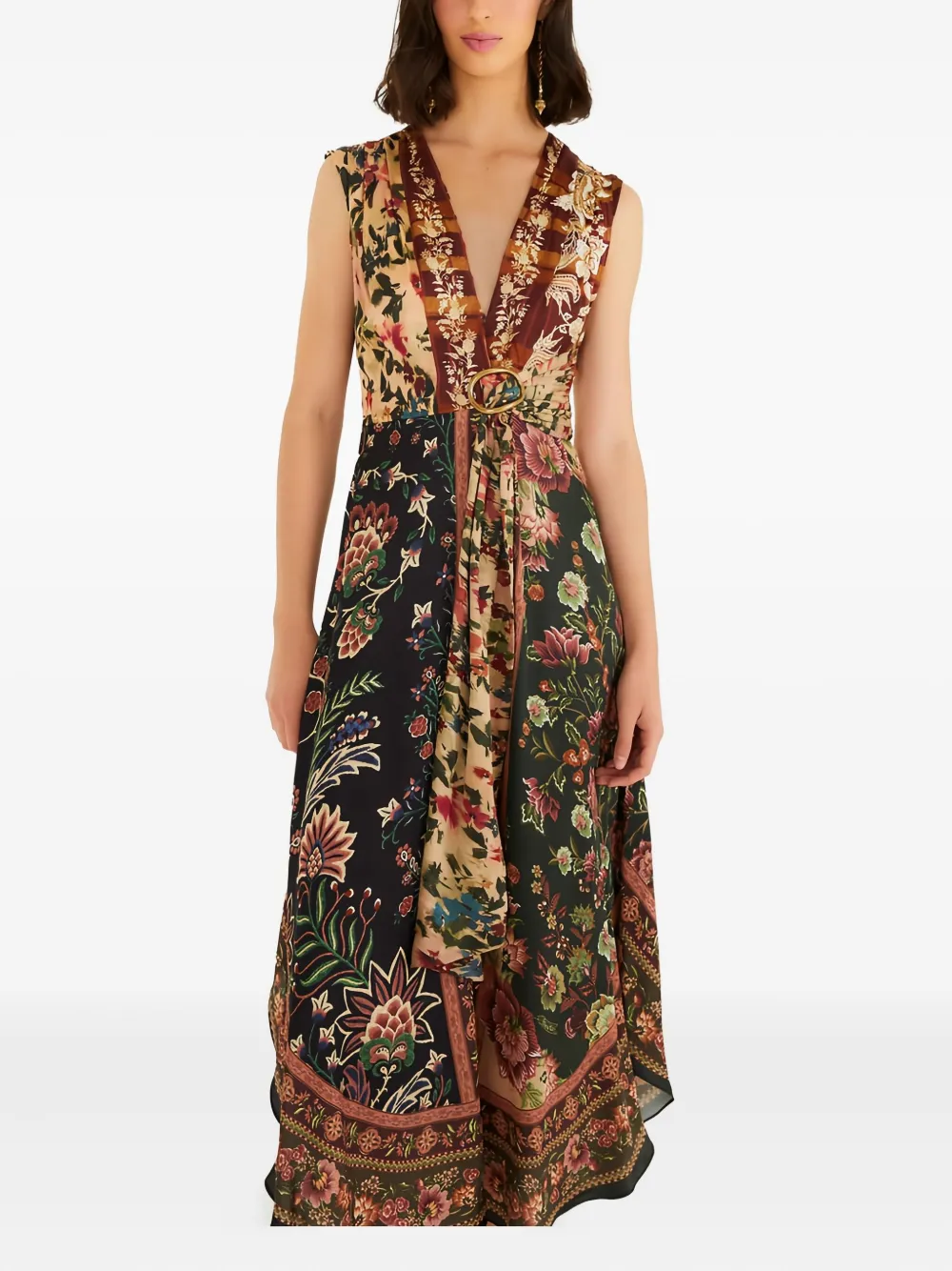 FARM Rio floral print belted maxi dress - Nero