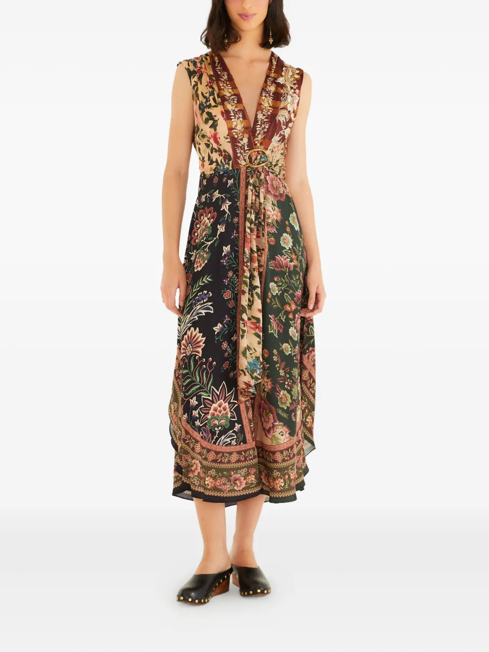 FARM Rio Maxi-jurk met bloemenprint - Zwart