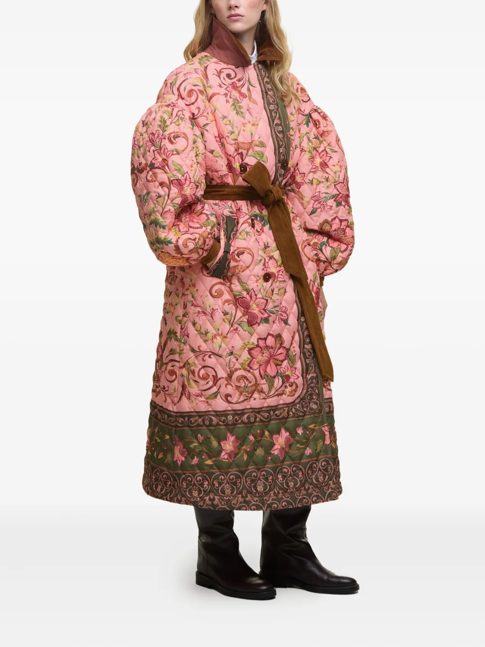 FARM Rio x Barbour Cami gewatteerde jas met ceintuur - Roze