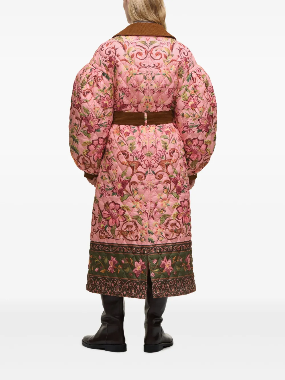 FARM Rio x Barbour Cami gewatteerde jas met ceintuur Roze