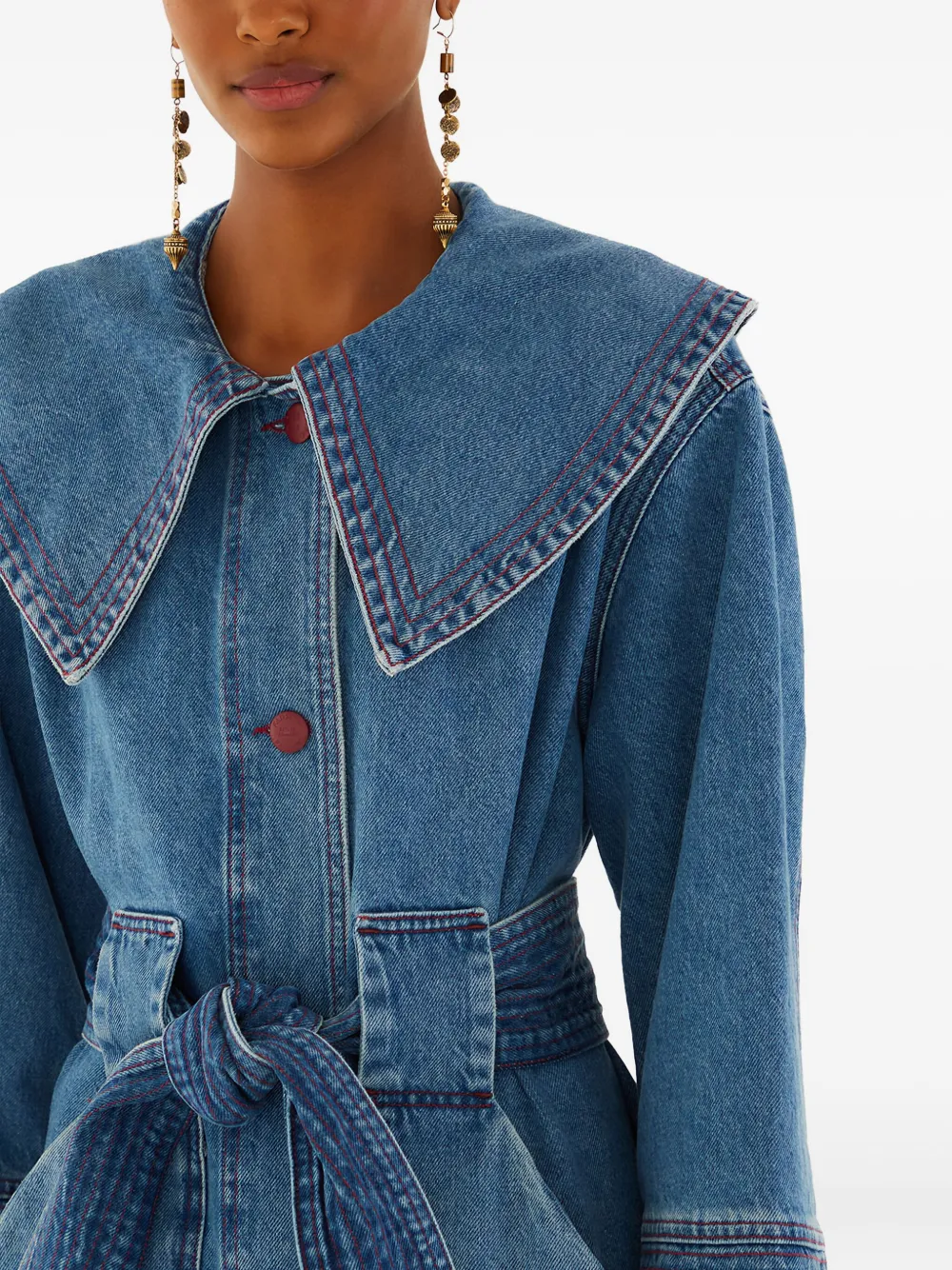 FARM Rio Jack met ceintuur en kraag Blauw