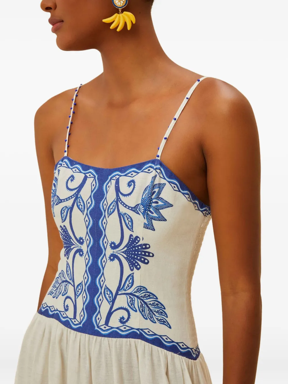 FARM Rio Midi-jurk met print Beige