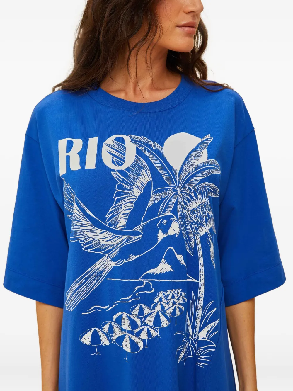 FARM Rio Maxi-jurk met grafische split Blauw