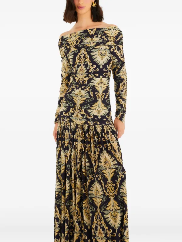 knee length dresses for ladies Black & White Floral Arabesque Knit Wrap Dress main image 0
