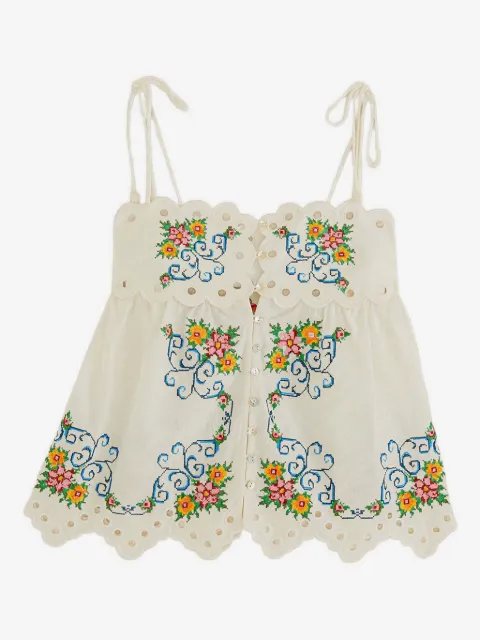 FARM Rio top con bordado floral
