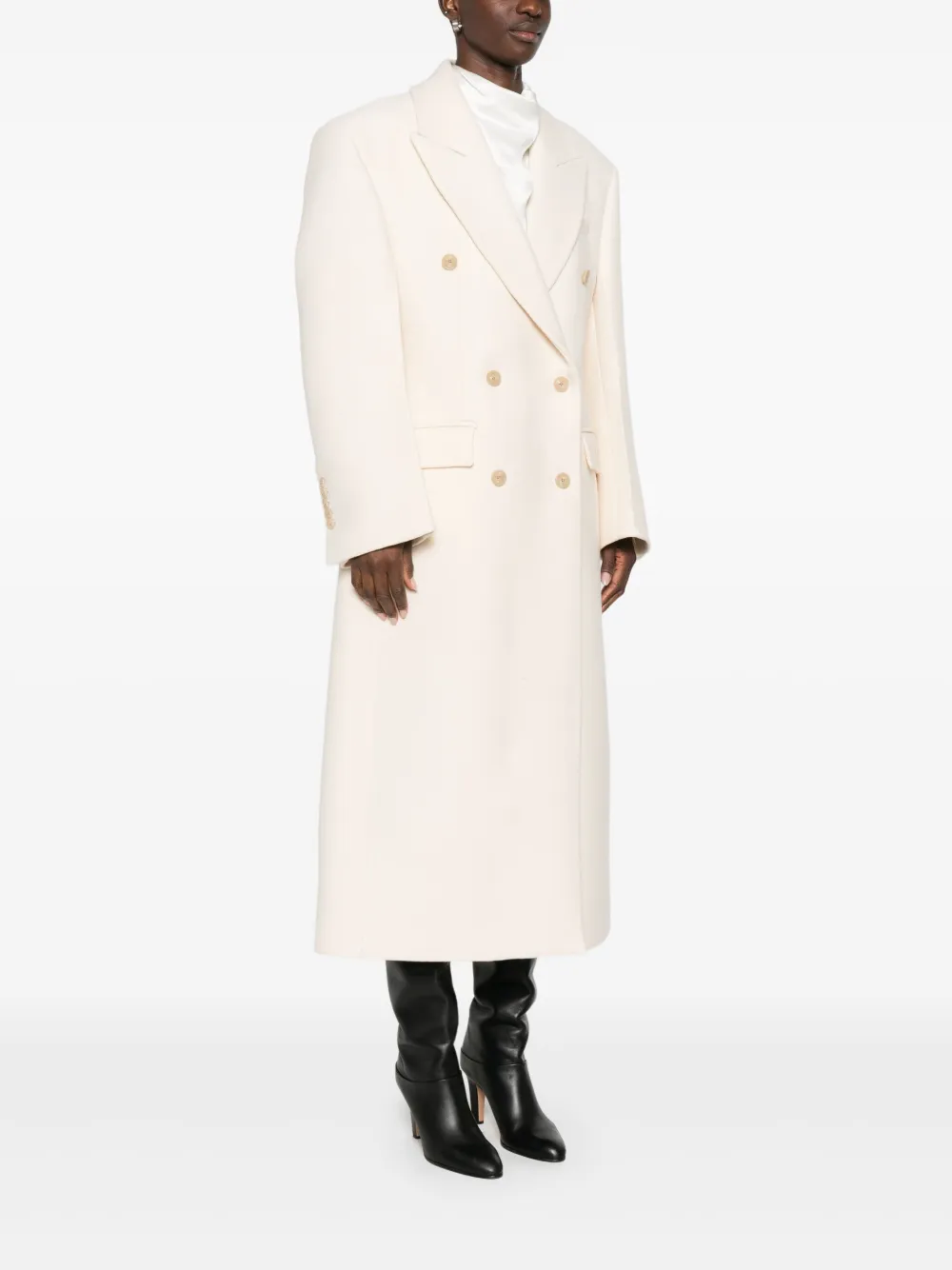 Rohe Hourglass Wool Double-breasted Coat In White