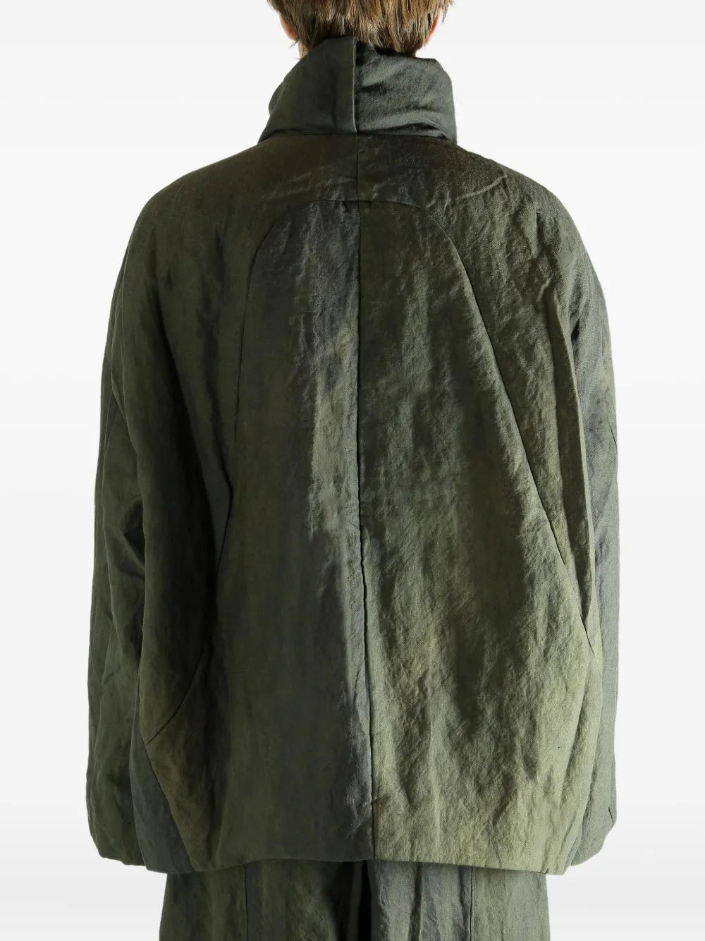 Ziggy Chen Buttoned Funnel-neck Jacket In Green