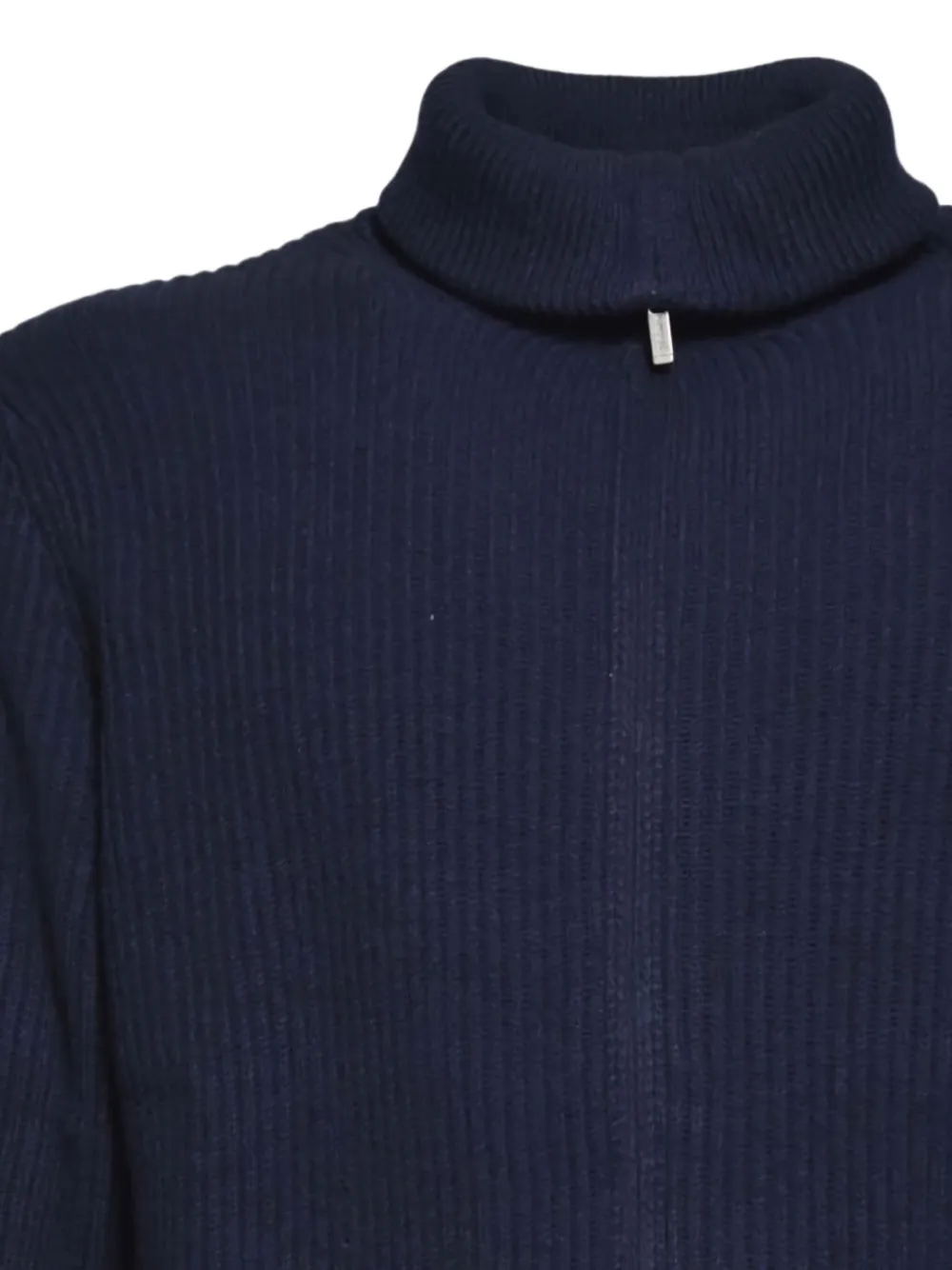 Mc2 Saint Barth Zip Ribbed Cardigan In Blue