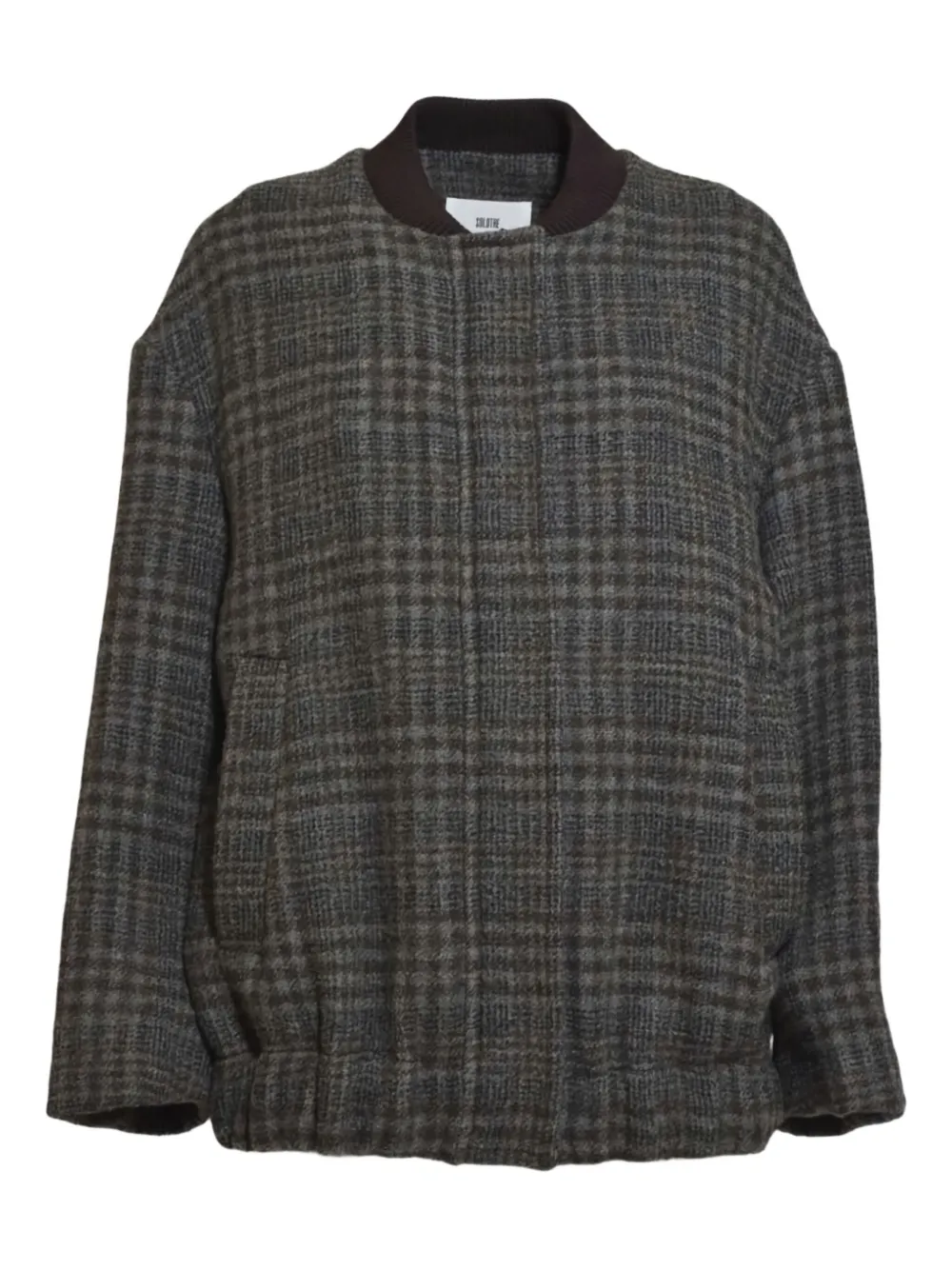 Solotre Check-pattern Bomber Coat In Gray